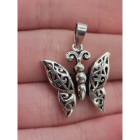 Echt zilveren hanger bewegende vlinder